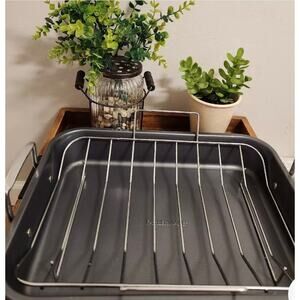 Farberware 12 x 16” Roaster Pan Non-Stick with Removable Chrome Plated U Rack